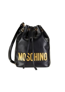 Moschino Logo Leather Crossbody Bucket Bag