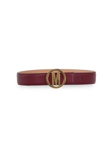 Moschino Logo Leather Slim Belt