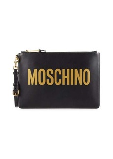 Moschino ​Logo Leather Wristlet Pouch