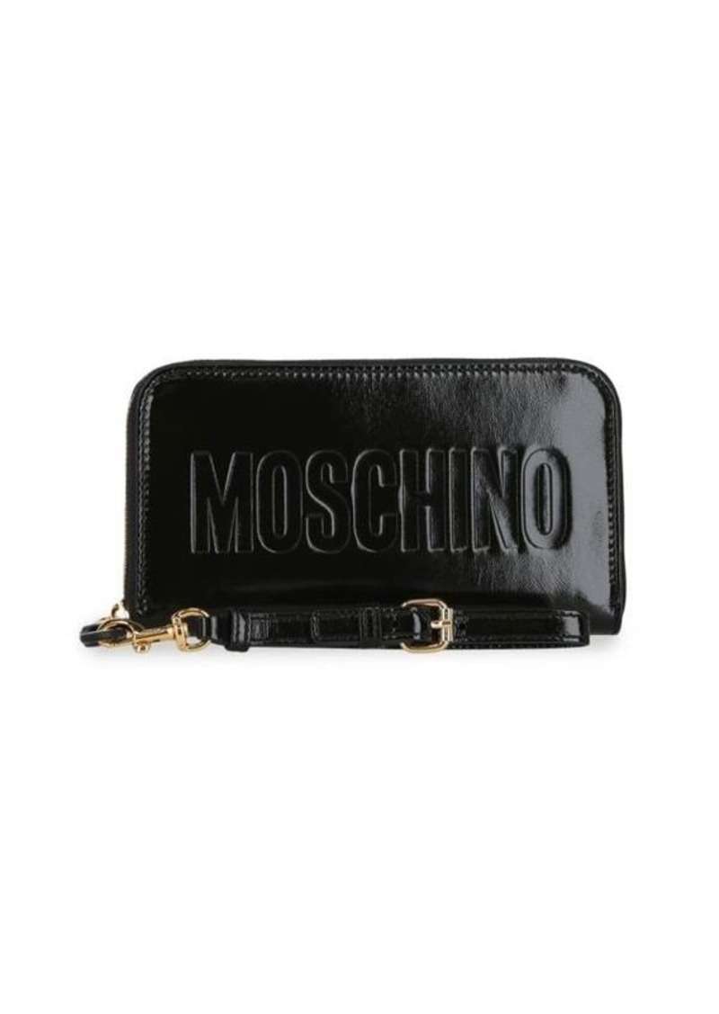 Moschino Logo Leather Zip Around Wallet