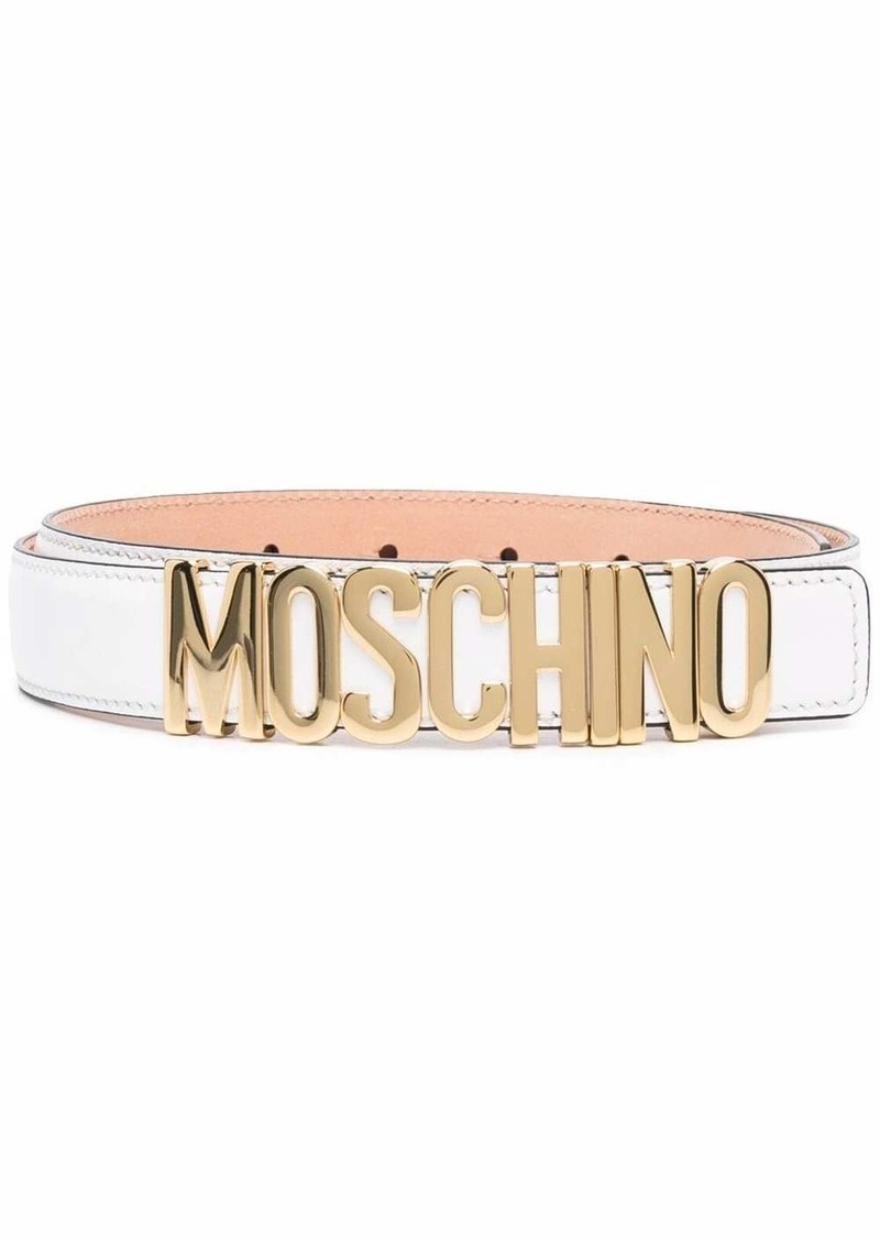 Moschino logo-letter leather belt