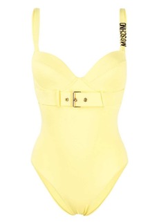 Moschino logo-lettering belted swimsuit