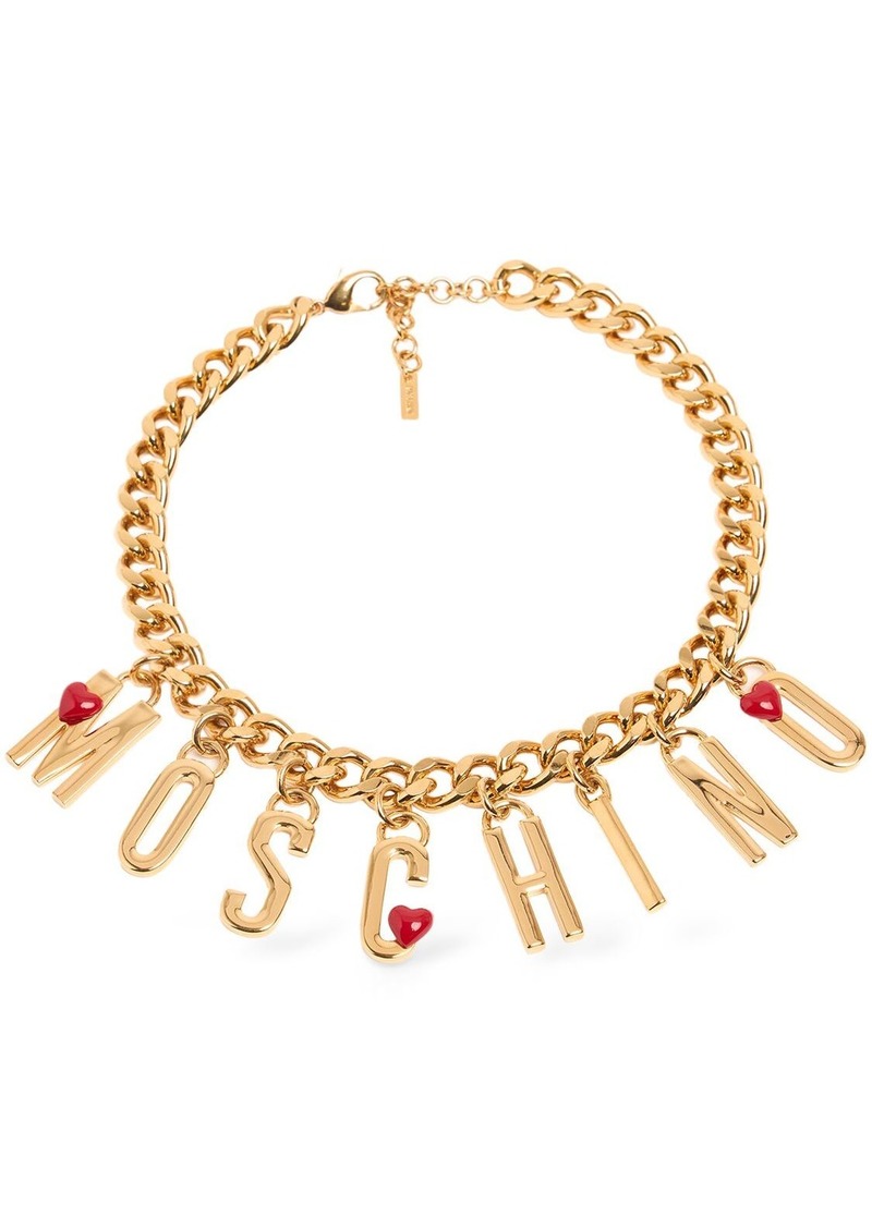 Moschino Logo Lettering Charm Collar Necklace