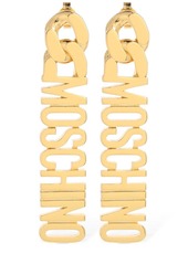 Moschino Logo Lettering Pendant Earrings