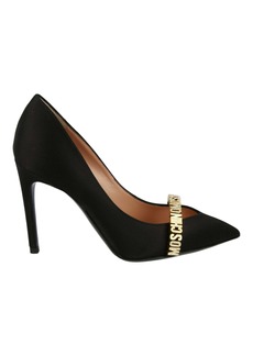 Moschino Logo Lettering Satin Pumps