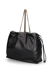 Moschino Logo Napa Leather Shoulder Bag