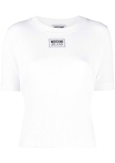 Moschino logo-patch knitted top