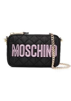 Moschino logo-patch quilted shoulder bag
