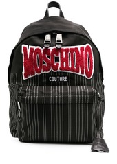 Moschino logo-patch striped backpack