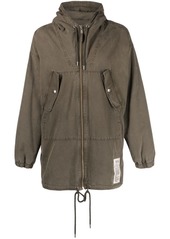 Moschino logo-patch zip-up cotton jacket