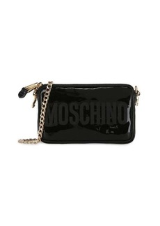 Moschino Logo Patent Leather Shoulder Bag