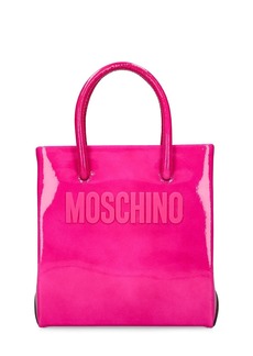 Moschino Logo Patent Leather Top Handle Bag
