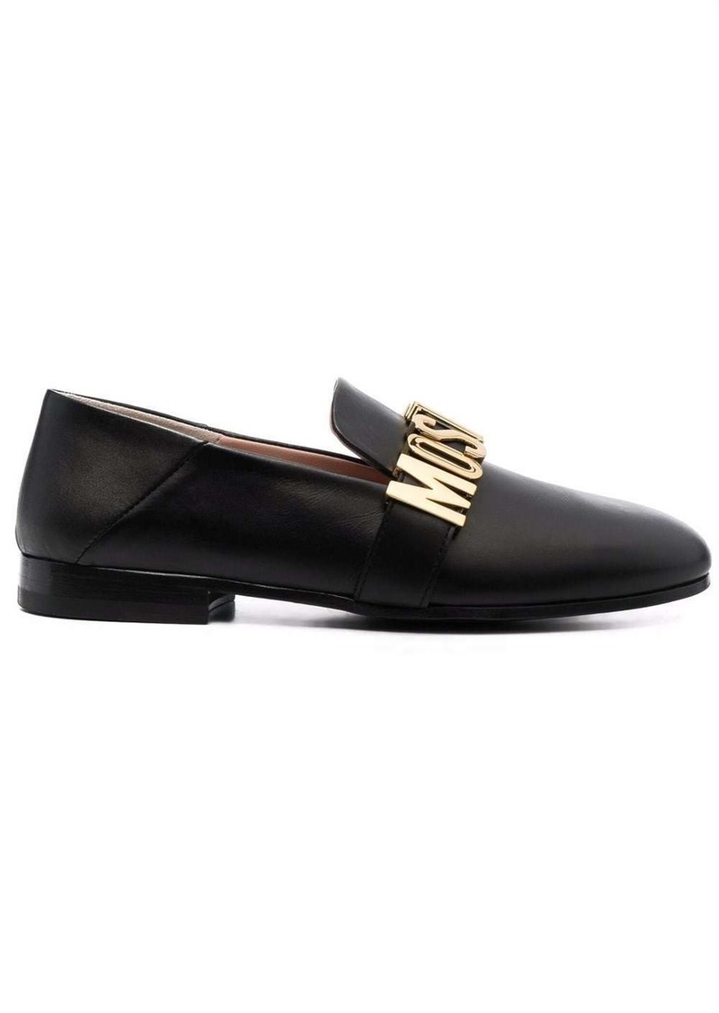 Moschino logo plaque almond-toe loafers