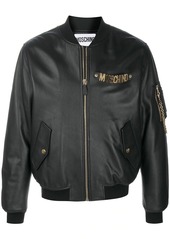 Moschino logo-plaque bomber jacket