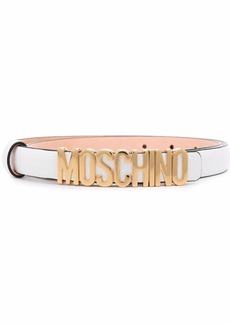 Moschino logo-plaque leather belt