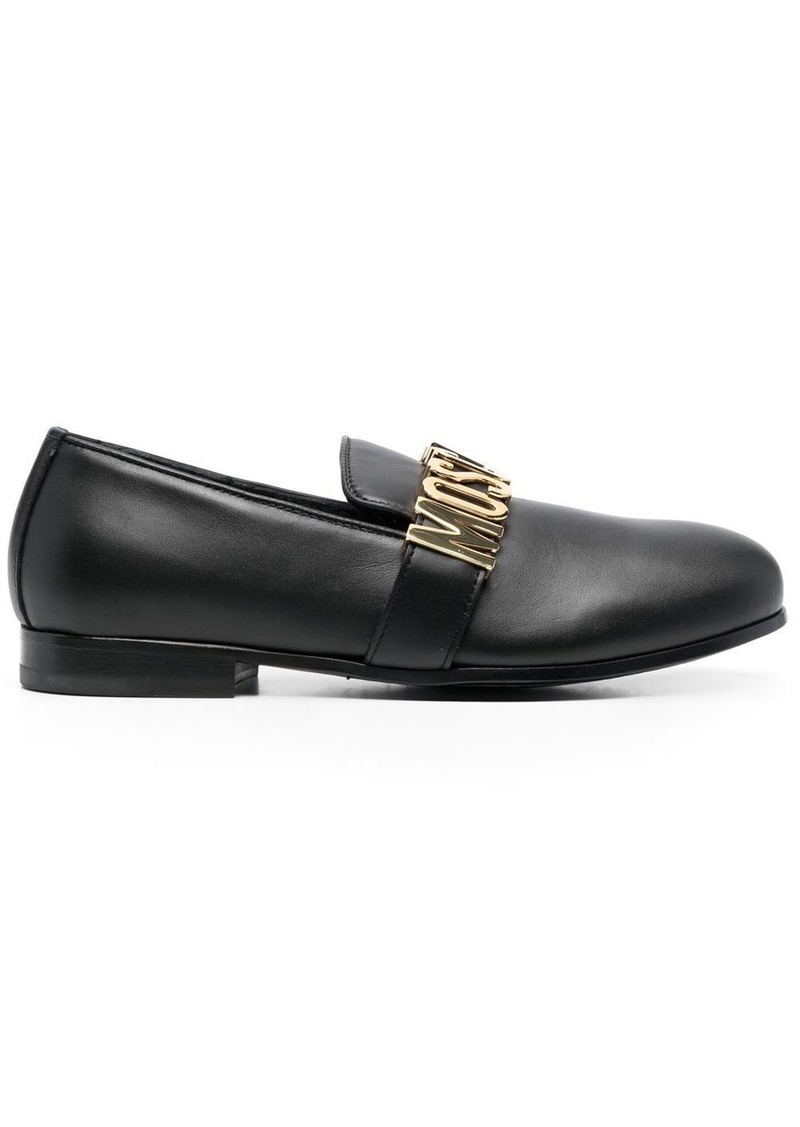 Moschino logo-plaque leather loafers