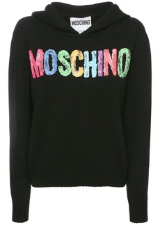 Moschino Logo Print Cashmere Knit Hoodie