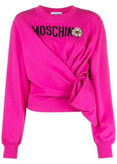 Moschino logo-print draped-detail sweatshirt