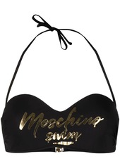 Moschino logo-print halterneck bikini top