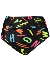 Moschino logo-print high-waisted bikini bottoms