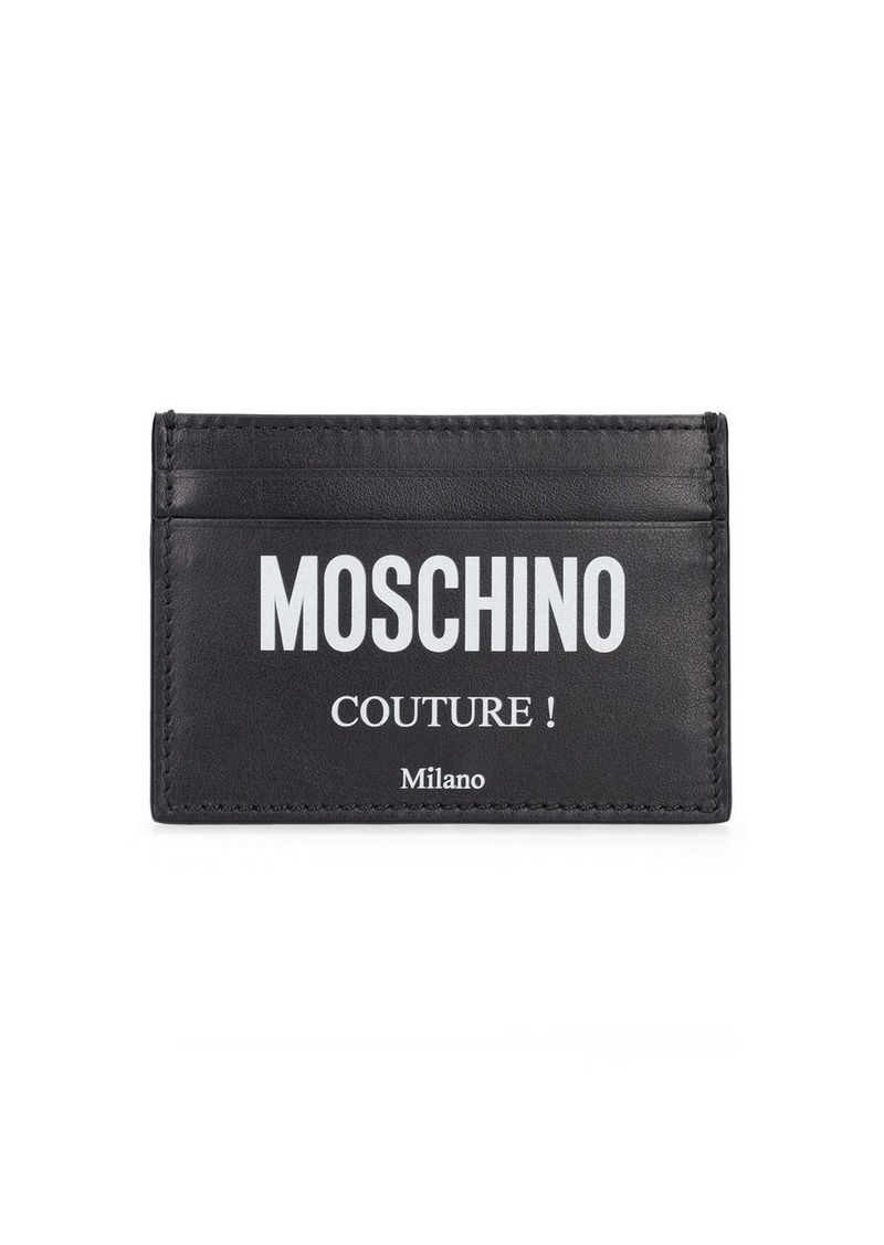 Moschino Logo Print Leather Card Holder