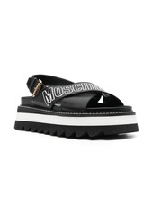 Moschino logo-print leather platform sandals