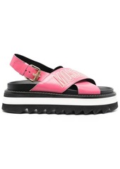 Moschino logo-print leather platform sandals