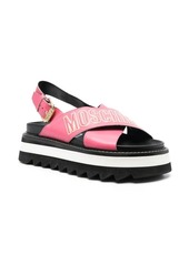 Moschino logo-print leather platform sandals