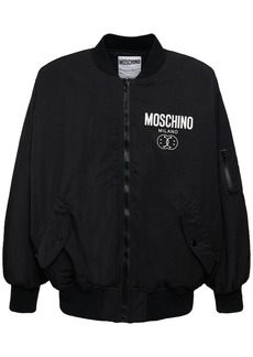 Moschino Logo Print Nylon Bomber Jacket