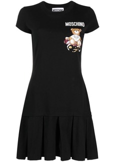 Moschino logo-print pleated short dress
