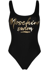 Moschino logo-print scoop-back swimsuit