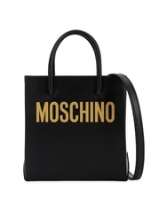 Moschino Logo Printed Leather Shoulder Bag