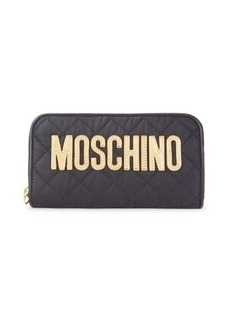 Moschino Logo Quilted Zip Around Wallet