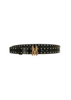 Moschino Logo Studded Calfskin Leather Belt