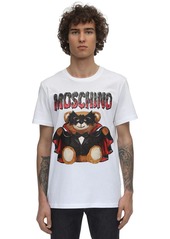 Moschino Logo Teddy Bear Print Cotton T-shirt
