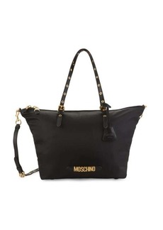 Moschino Logo Nylon Zip Tote Bag