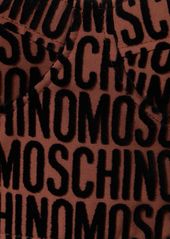 Moschino Logo Velvet Corset Crop Top