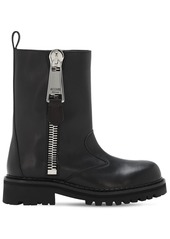 Moschino Macro Zip Leather Ankle Boots