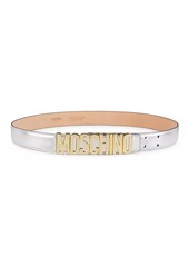 Moschino Metallic Leather Logo Belt
