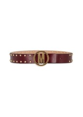 Moschino Mettalic Stud Leather Slim Belt