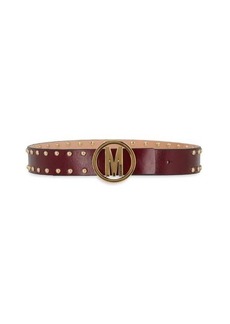 Moschino Mettalic Stud Leather Slim Belt