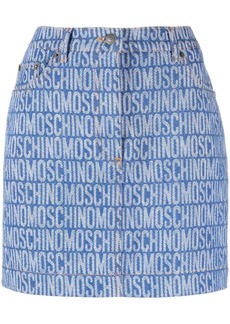 Moschino monogram-print denim mini skirt