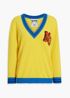 Moschino - Appliquéd cashmere and cotton-blend sweater - Yellow - IT 38