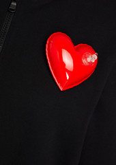 Moschino - Appliquéd French cotton-terry hooded mini dress - Black - IT 40