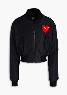 Moschino - Cropped appliquéd shell bomber jacket - Black - IT 40