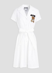 Moschino - Belted embellished cotton-poplin shirt dress - White - IT 44