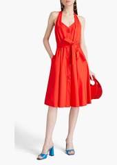 Moschino - Belted gathered poplin halterneck dress - Red - IT 46