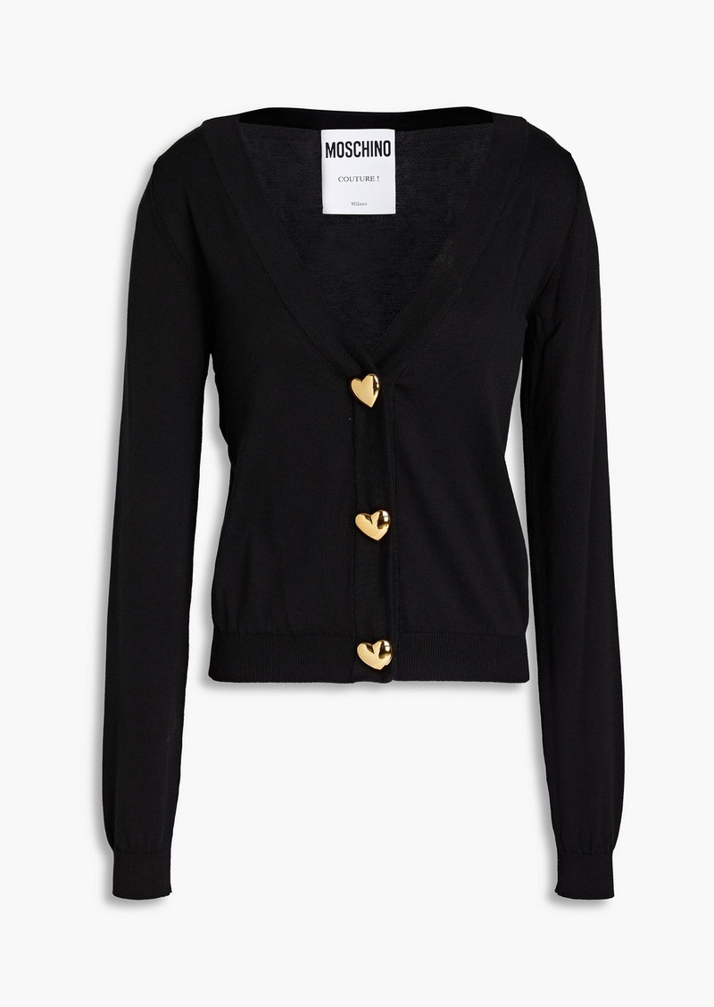 Moschino - Button-embellished cotton cardigan - Black - IT 38