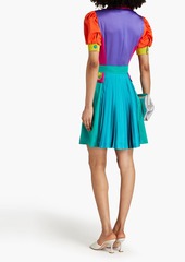 Moschino - Color-block pleated satin-crepe shirt dress - Purple - IT 40