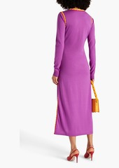 Moschino - Crochet-trimmed wool midi dress - Purple - IT 40
